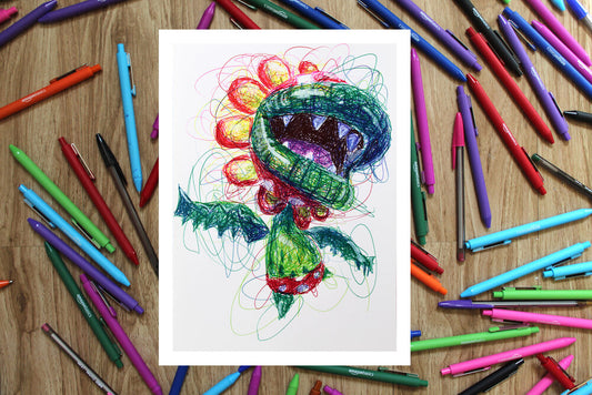 Petey Piranha Ballpoint Pen Scribble Art Print-Cody James by Cody