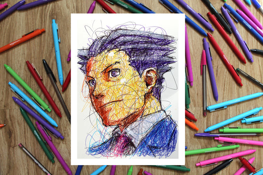 Phoenix Wright Ballpoint Pen Art Print