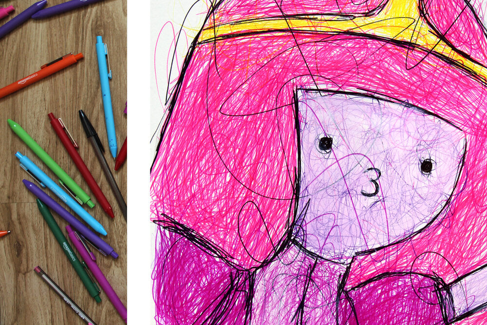 Princess Bubble Gum Ballpoint Pen Scribble Art Print-Cody James by Cody