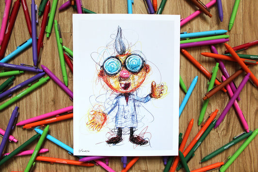 Professor E Gadd Ballpoint Pen Scribble Art Print-Cody James by Cody