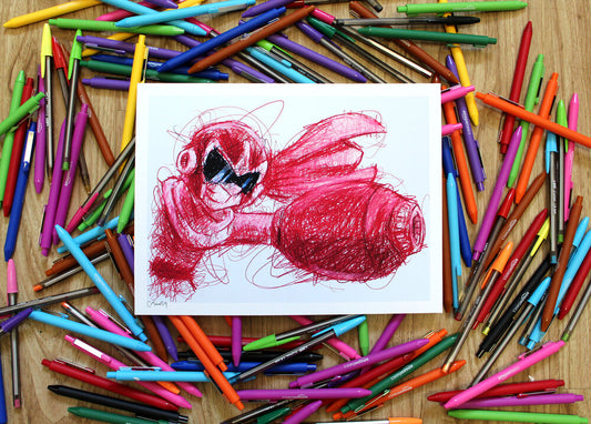 Protoman Ballpoint Pen Scribble Art Print-Cody James by Cody