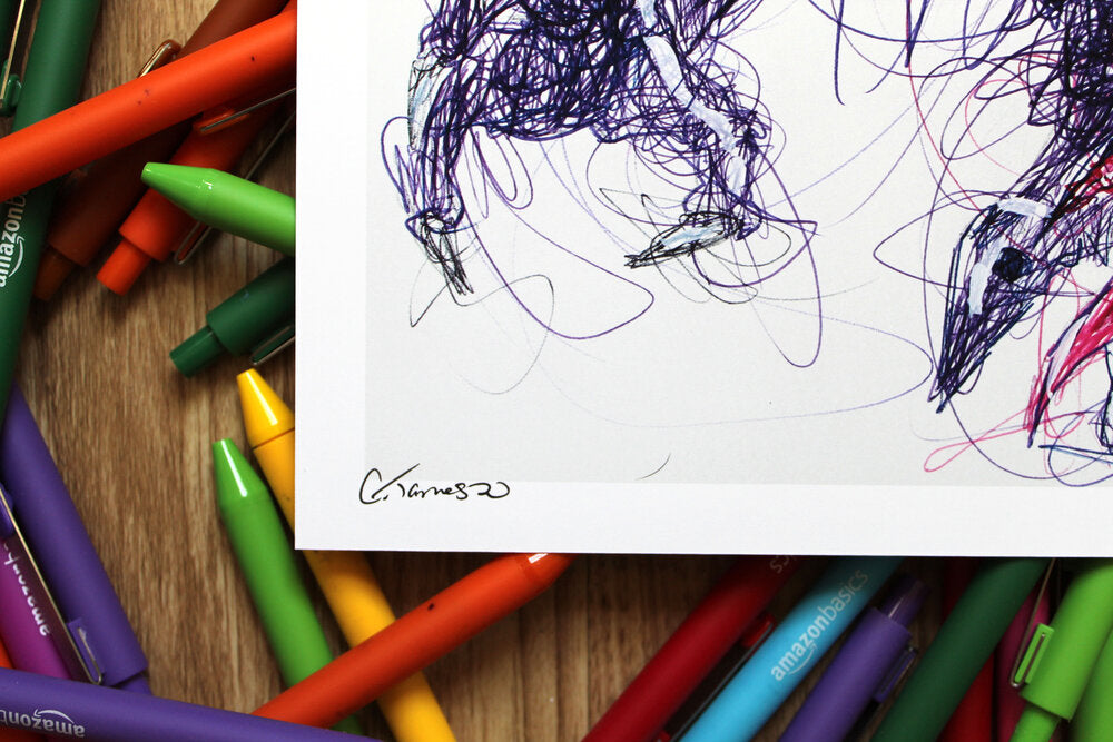 Ridley Ballpoint Pen Scribble Art Print-Cody James by Cody