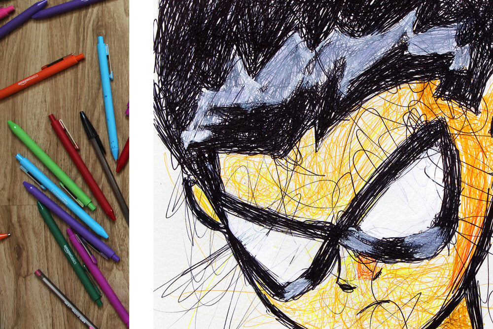 Robin Ballpoint Pen Scribble Art Print-Cody James by Cody