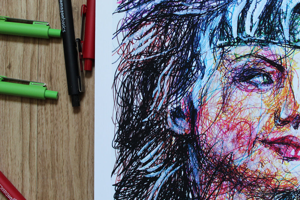 Rogue Ballpoint Pen Scribble Art Print-Cody James by Cody