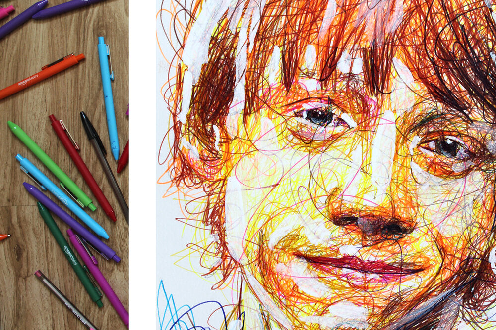 Ron Ballpoint Pen Scribble Art Print-Cody James by Cody