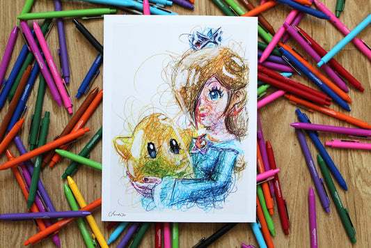 Rosalina Ballpoint Pen Scribble Art Print-Cody James by Cody