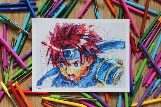 Roy Ballpoint Pen Scribble Art Print-Cody James by Cody