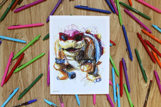 Roy Koopa Ballpoint Pen Scribble Art Print-Cody James by Cody