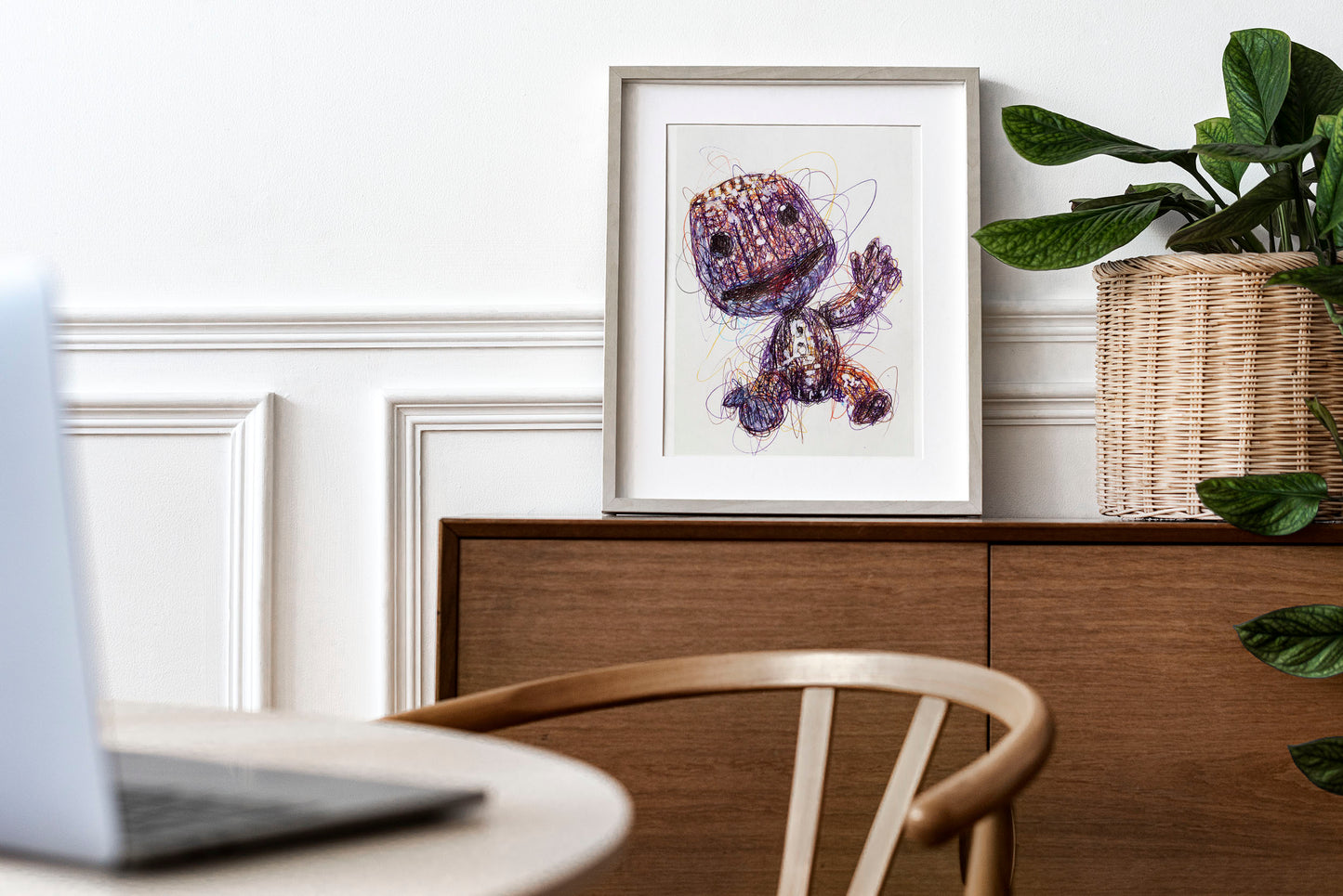 Sackboy Ballpoint Pen Scribble Art Print