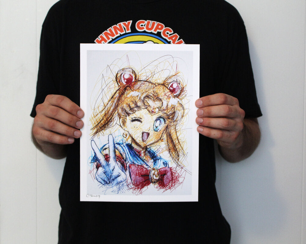 Sailor Moon Ballpoint Pen Scribble Art Print-Cody James by Cody