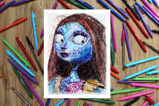 Sally Ballpoint Pen Scribble Art Print-Cody James by Cody
