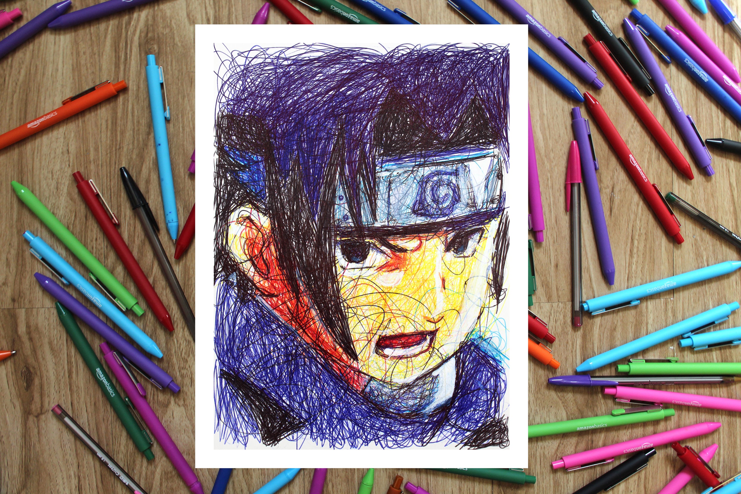 Sasuke Cursive Sasuke Uchilha Ballpoint Pen Scribble Art Print – The Scribble Shop