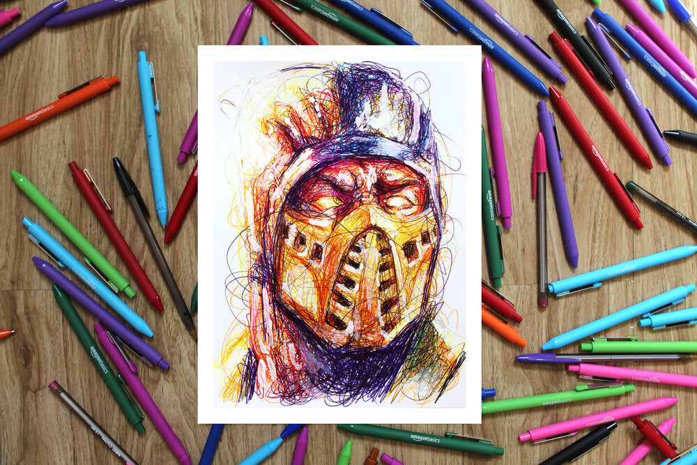 Scorpion Ballpoint Pen Scribble Art Print-Cody James by Cody