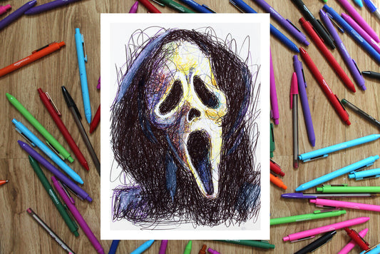 Scream Ballpoint Pen Scribble Art Print-Cody James by Cody