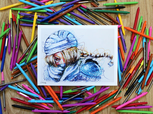 Sheik Ballpoint Pen Scribble Art Print-Cody James by Cody