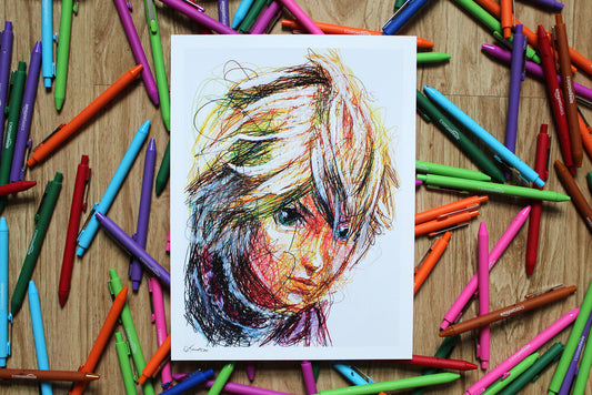Shulk Ballpoint Pen Scribble Art Print-Cody James by Cody