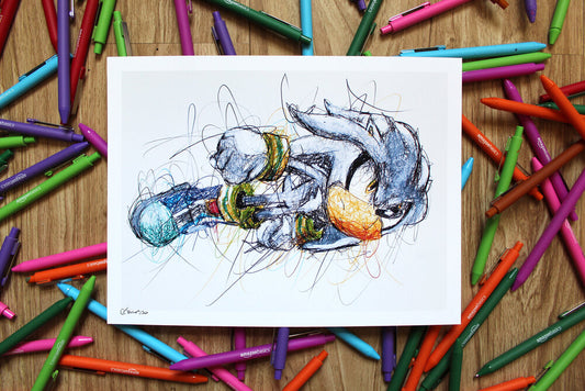 Silver Ballpoint Pen Scribble Art Print-Cody James by Cody
