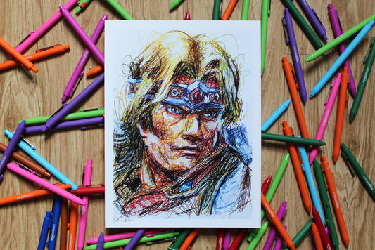 Simon Ballpoint Pen Scribble Art Print-Cody James by Cody