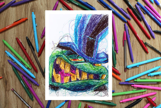 Sir Raleigh Ballpoint Pen Scribble Art Print-Cody James by Cody