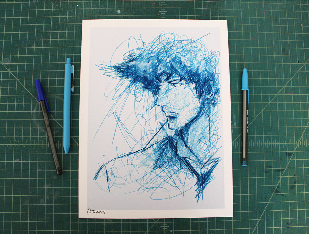 Spike Ballpoint Pen Scribble Art Print-Cody James by Cody
