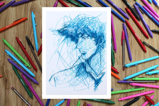 Spike Ballpoint Pen Scribble Art Print