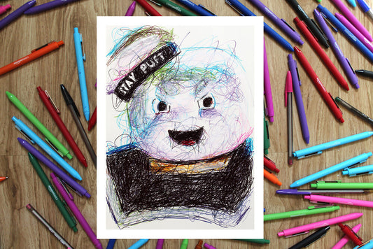 Stay Puff Ballpoint Pen Scribble Art Print-Cody James by Cody