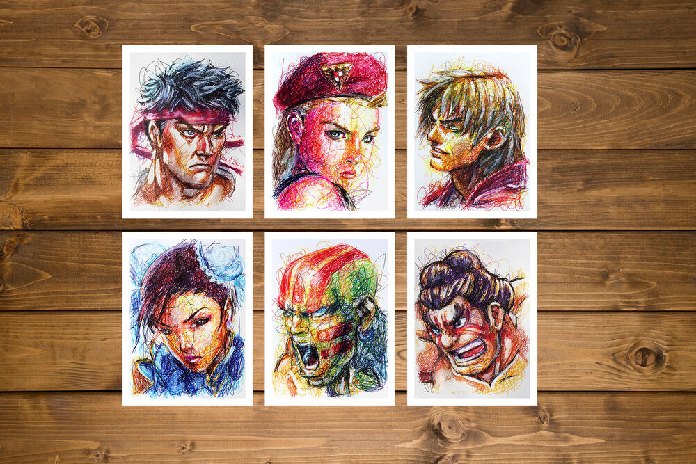 Street Fighter Ballpoint Pen Art Print Set-Cody James by Cody