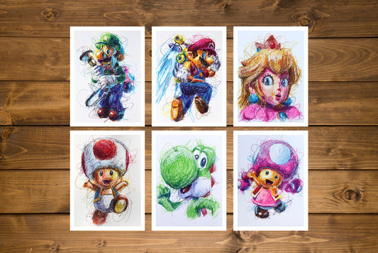 Super Mario Ballpoint Pen Art Print Set-Cody James by Cody