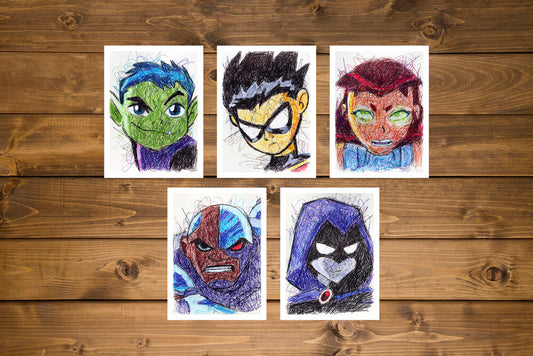 Teen Titans Ballpoint Pen Art Print Set-Cody James by Cody