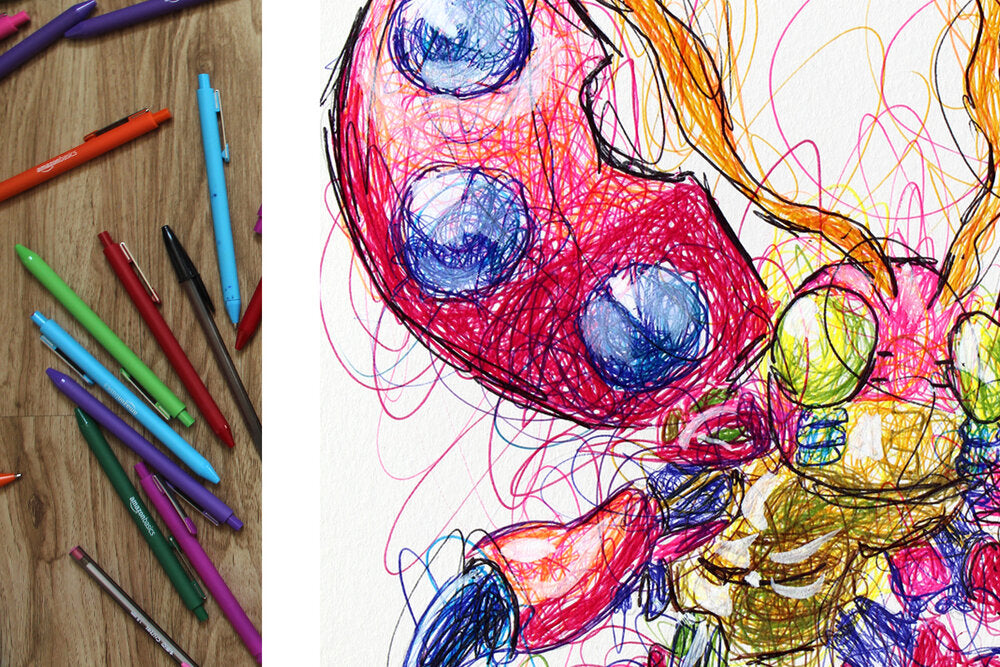Tentamon Ballpoint Pen Scribble Art Print-Cody James by Cody