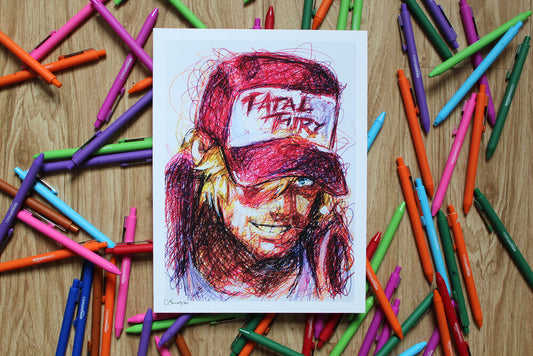 Terry Ballpoint Pen Scribble Art Print-Cody James by Cody