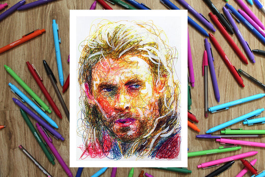 (Movie) Thor Ballpoint Pen Scribble Art Print-Cody James by Cody