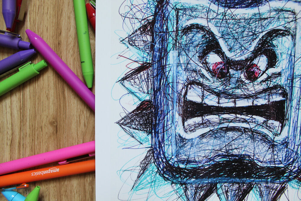 Thwomp Ballpoint Pen Scribble Art Print-Cody James by Cody