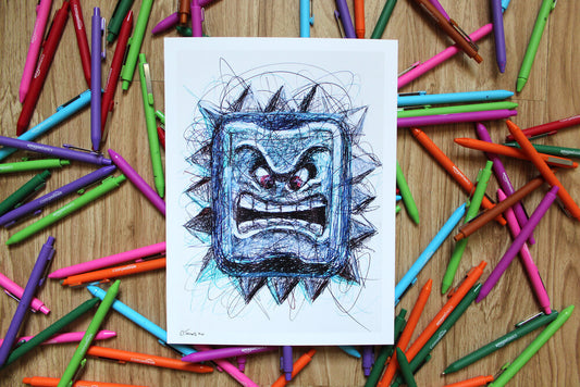 Thwomp Ballpoint Pen Scribble Art Print-Cody James by Cody