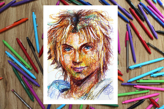 Tidus Ballpoint Pen Scribble Art Print