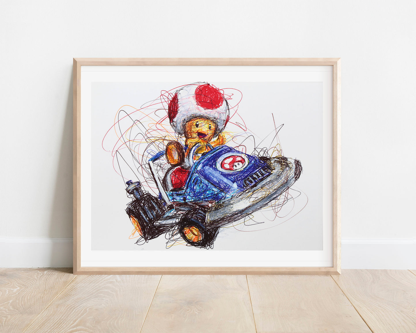 Toad Kart Ballpoint Pen Scribble Art Print