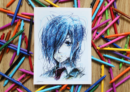 Touka Ballpoint Pen Scribble Art Print-Cody James by Cody