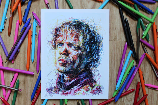 Tyrion Ballpoint Pen Scribble Art Print-Cody James by Cody