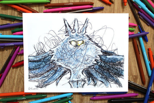 Unnamed Moth Ballpoint Pen Scribble Art Print-Cody James by Cody