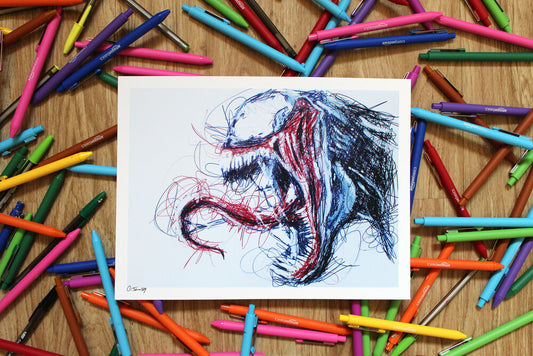 Venom Ballpoint Pen Scribble Art Print-Cody James by Cody