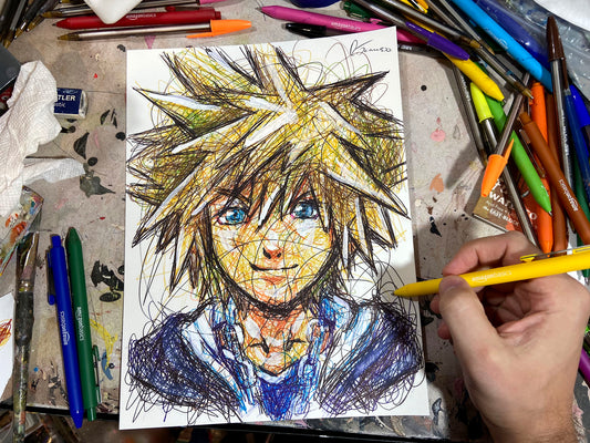 Custom Video Game Character Ballpoint Pen Drawing