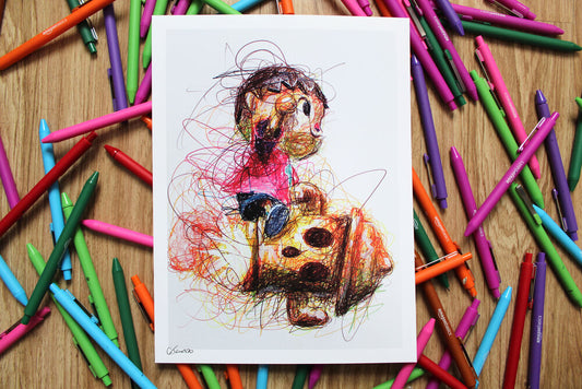 Villager Ballpoint Pen Scribble Art Print-Cody James by Cody