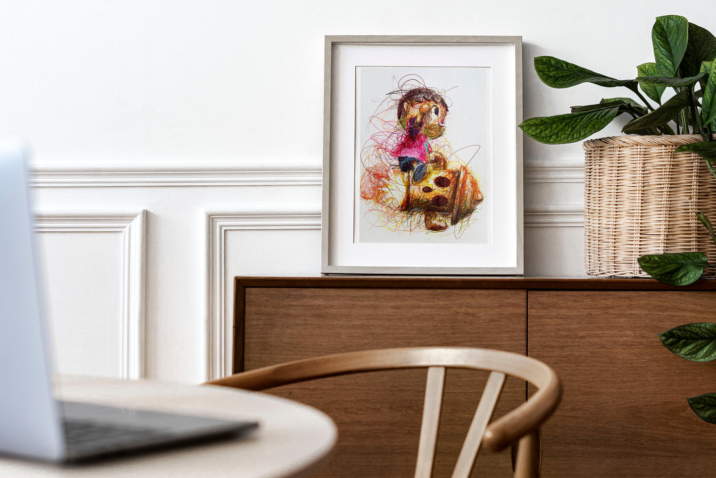 Villager Ballpoint Pen Scribble Art Print
