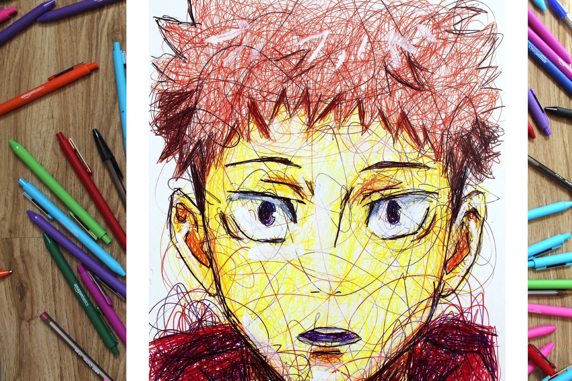 Yuji Itadori Ballpoint Pen Scribble Art Print-Cody James by Cody