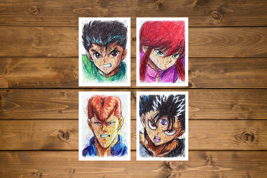 YuYu Hakusho Ballpoint Pen Art Print Set