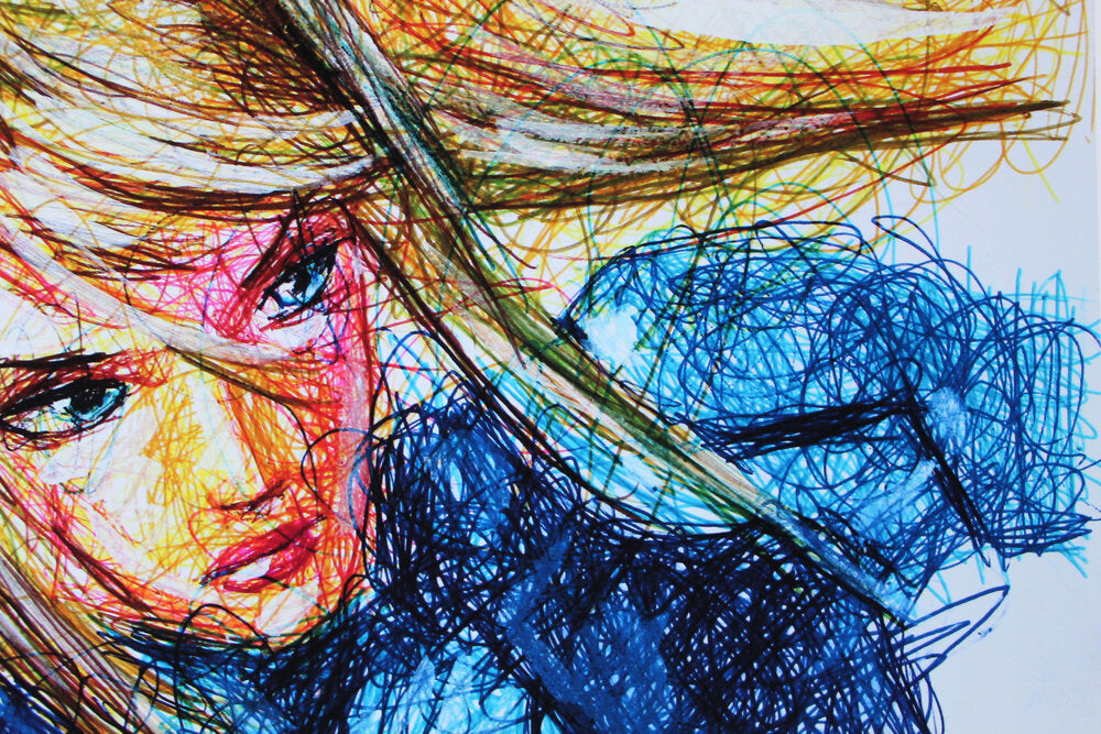 Zero Suit Samus Ballpoint Pen Scribble Art Print-Cody James by Cody