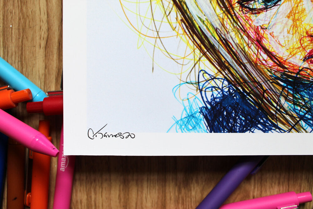 Zero Suit Samus Ballpoint Pen Scribble Art Print-Cody James by Cody